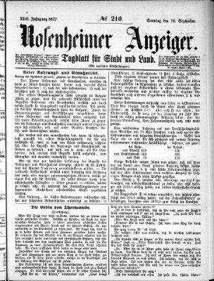 Rosenheimer Anzeiger Sonntag 16. September 1877