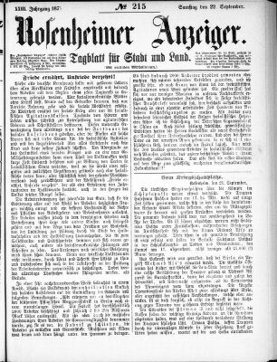 Rosenheimer Anzeiger Samstag 22. September 1877