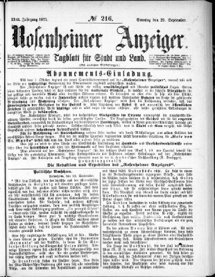 Rosenheimer Anzeiger Sonntag 23. September 1877