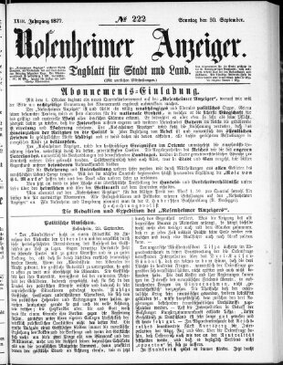 Rosenheimer Anzeiger Sonntag 30. September 1877