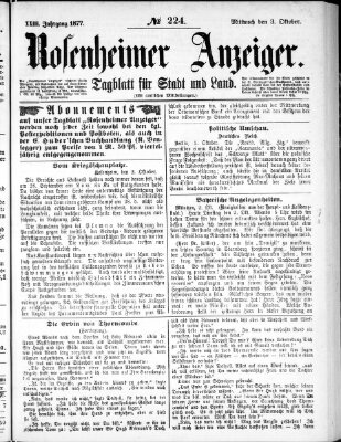 Rosenheimer Anzeiger Mittwoch 3. Oktober 1877