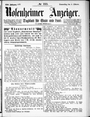 Rosenheimer Anzeiger Donnerstag 4. Oktober 1877