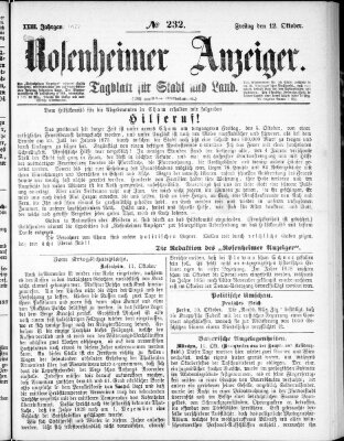 Rosenheimer Anzeiger Freitag 12. Oktober 1877