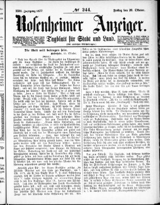 Rosenheimer Anzeiger Freitag 26. Oktober 1877