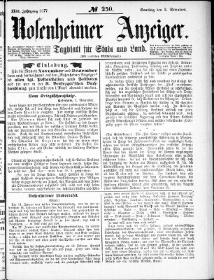 Rosenheimer Anzeiger Samstag 3. November 1877