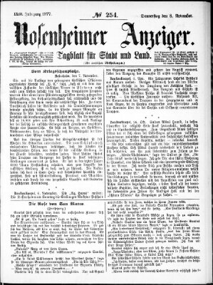 Rosenheimer Anzeiger Donnerstag 8. November 1877