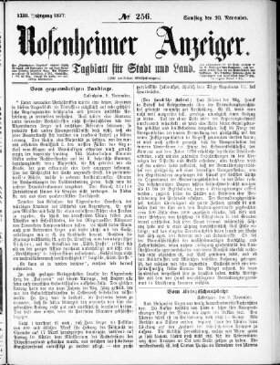 Rosenheimer Anzeiger Samstag 10. November 1877