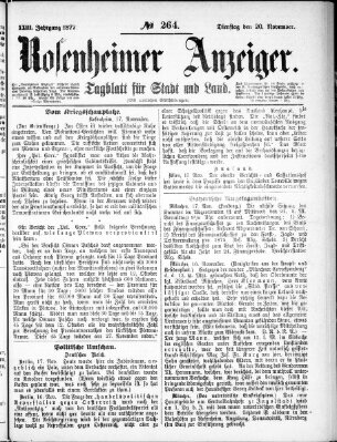 Rosenheimer Anzeiger Dienstag 20. November 1877