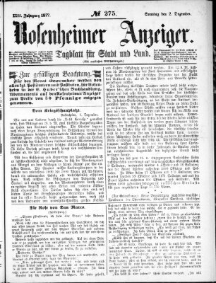 Rosenheimer Anzeiger Sonntag 2. Dezember 1877