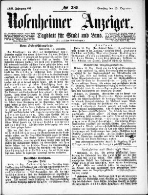 Rosenheimer Anzeiger Samstag 15. Dezember 1877