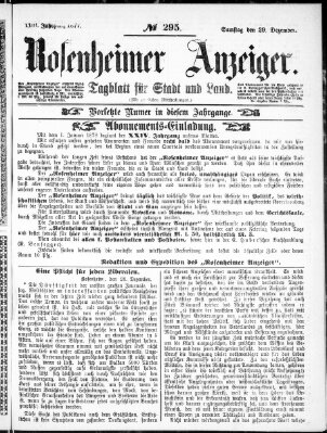 Rosenheimer Anzeiger Samstag 29. Dezember 1877