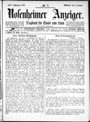 Rosenheimer Anzeiger Mittwoch 9. Januar 1878