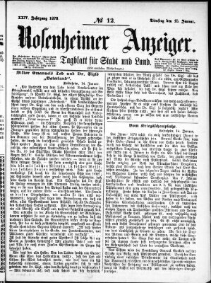 Rosenheimer Anzeiger Dienstag 15. Januar 1878