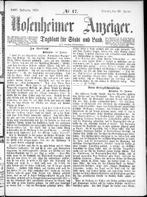 Rosenheimer Anzeiger Sonntag 20. Januar 1878