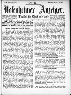 Rosenheimer Anzeiger Samstag 26. Januar 1878