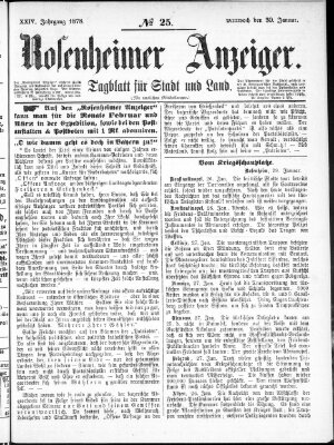 Rosenheimer Anzeiger Mittwoch 30. Januar 1878