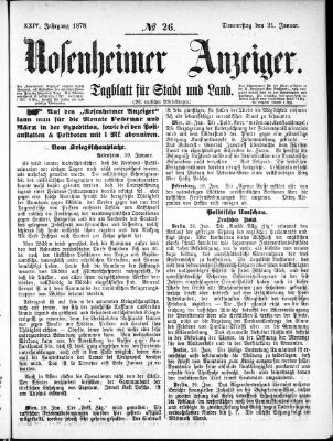 Rosenheimer Anzeiger Donnerstag 31. Januar 1878