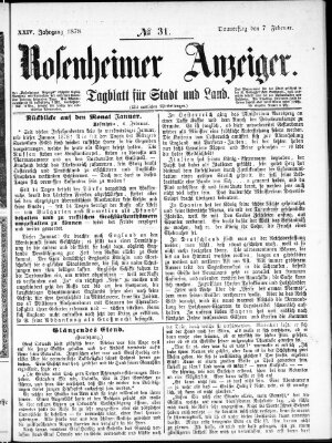 Rosenheimer Anzeiger Donnerstag 7. Februar 1878