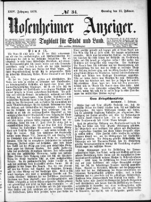 Rosenheimer Anzeiger Sonntag 10. Februar 1878