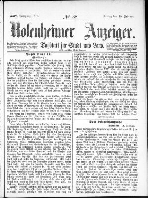 Rosenheimer Anzeiger Freitag 15. Februar 1878