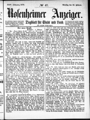 Rosenheimer Anzeiger Dienstag 26. Februar 1878