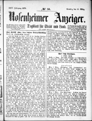 Rosenheimer Anzeiger Sonntag 10. März 1878