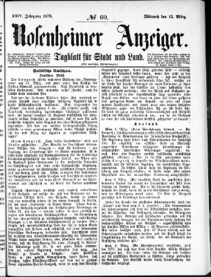 Rosenheimer Anzeiger Mittwoch 13. März 1878