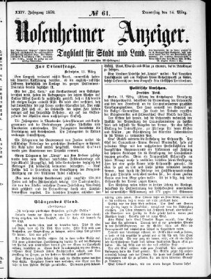 Rosenheimer Anzeiger Donnerstag 14. März 1878