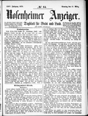 Rosenheimer Anzeiger Sonntag 17. März 1878