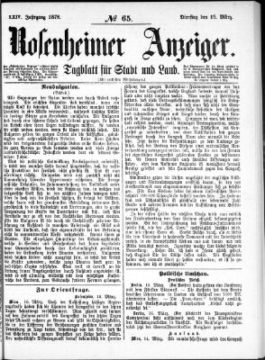 Rosenheimer Anzeiger Dienstag 19. März 1878