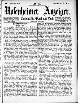 Rosenheimer Anzeiger Donnerstag 21. März 1878