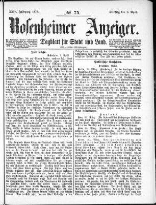 Rosenheimer Anzeiger Dienstag 2. April 1878