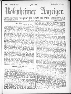 Rosenheimer Anzeiger Dienstag 9. April 1878