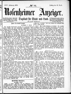 Rosenheimer Anzeiger Freitag 12. April 1878