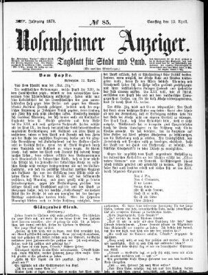 Rosenheimer Anzeiger Samstag 13. April 1878