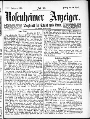 Rosenheimer Anzeiger Freitag 19. April 1878