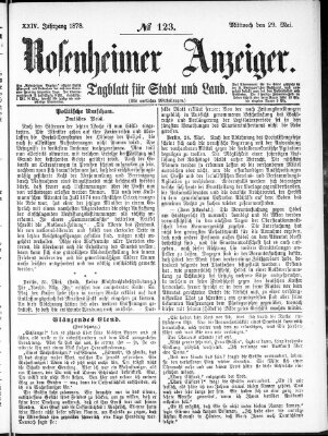 Rosenheimer Anzeiger Mittwoch 29. Mai 1878