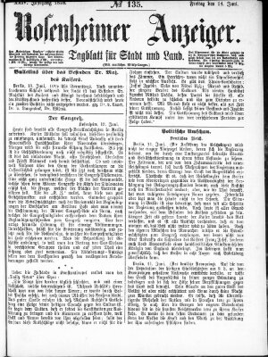 Rosenheimer Anzeiger Freitag 14. Juni 1878