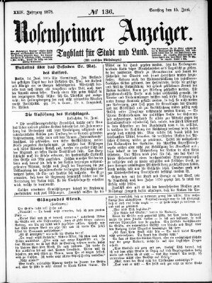 Rosenheimer Anzeiger Samstag 15. Juni 1878