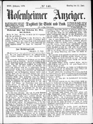 Rosenheimer Anzeiger Samstag 22. Juni 1878