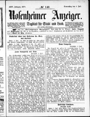 Rosenheimer Anzeiger Donnerstag 4. Juli 1878