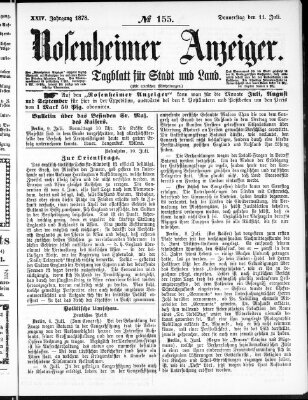 Rosenheimer Anzeiger Donnerstag 11. Juli 1878