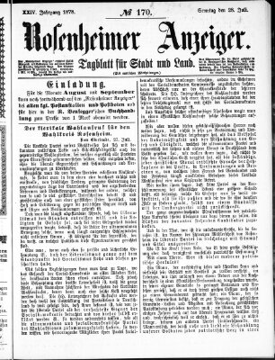 Rosenheimer Anzeiger Sonntag 28. Juli 1878