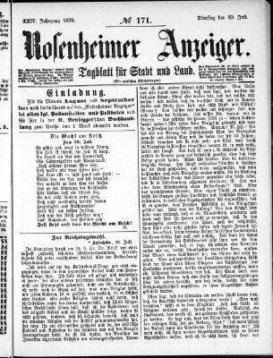 Rosenheimer Anzeiger Dienstag 30. Juli 1878