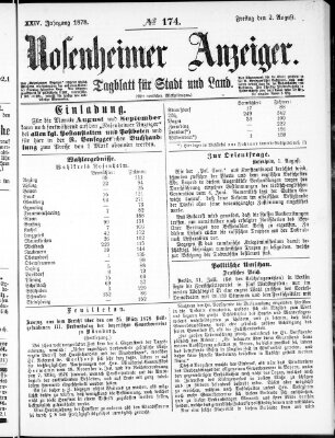 Rosenheimer Anzeiger Freitag 2. August 1878