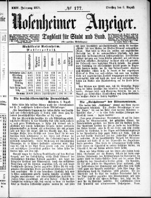 Rosenheimer Anzeiger Dienstag 6. August 1878