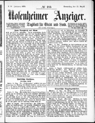 Rosenheimer Anzeiger Donnerstag 15. August 1878