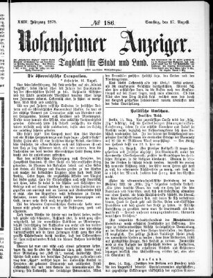 Rosenheimer Anzeiger Samstag 17. August 1878