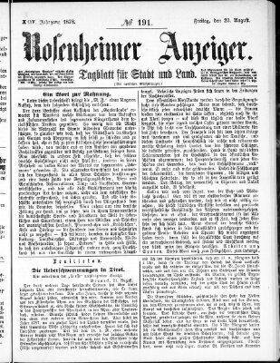 Rosenheimer Anzeiger Freitag 23. August 1878