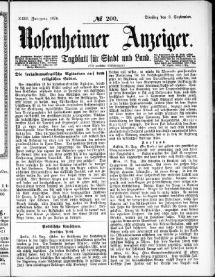 Rosenheimer Anzeiger Dienstag 3. September 1878